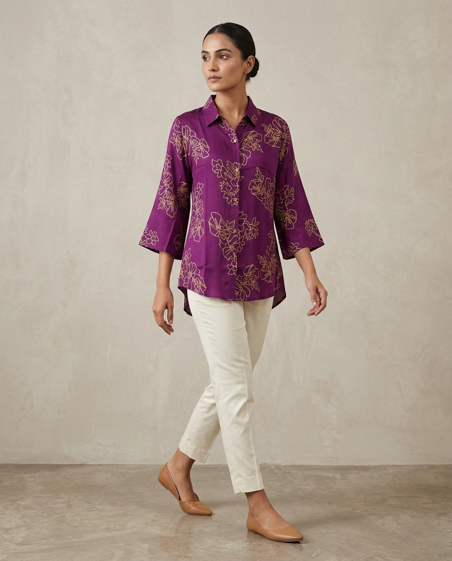 Amethyst Botanical Gilded Shirt