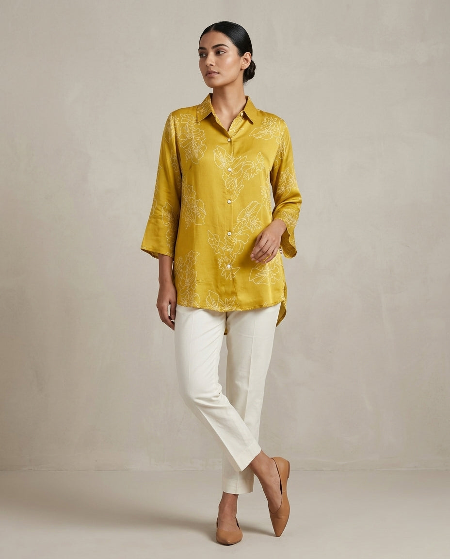 Ochre Linework Longline Shirt