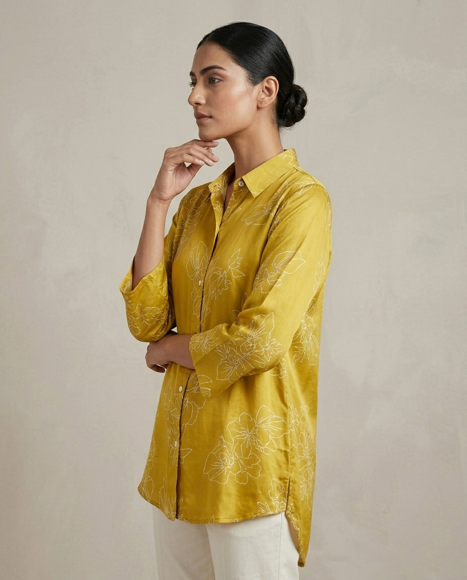Ochre Linework Longline Shirt