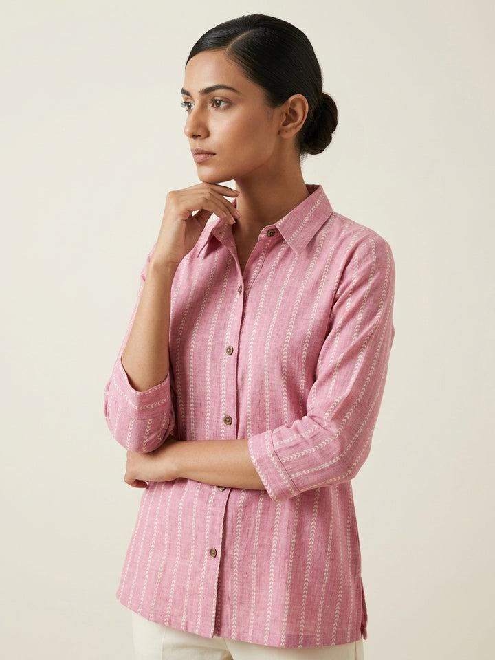 Candy Pink Stripe Linen Tunic.