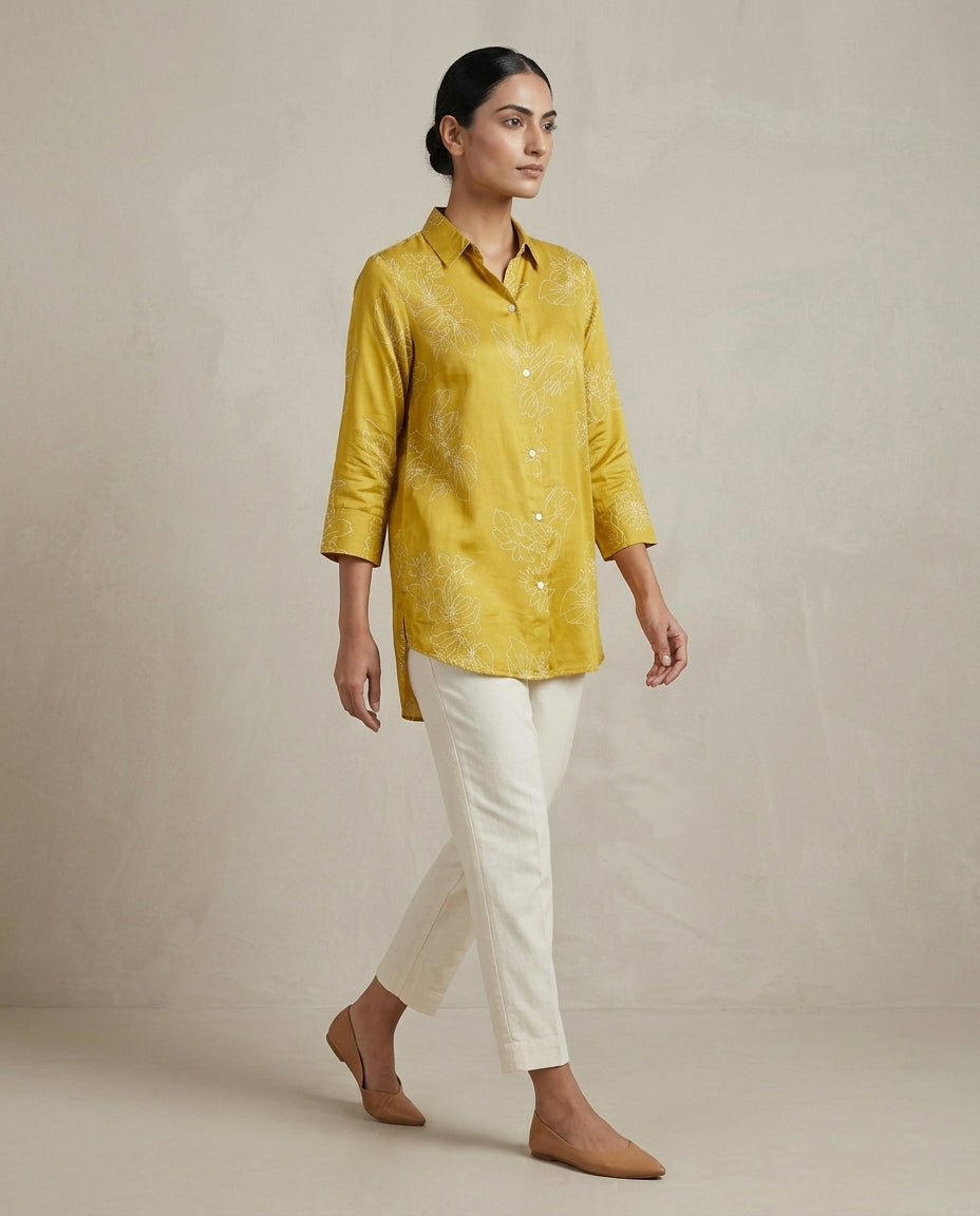 Ochre Linework Longline Shirt