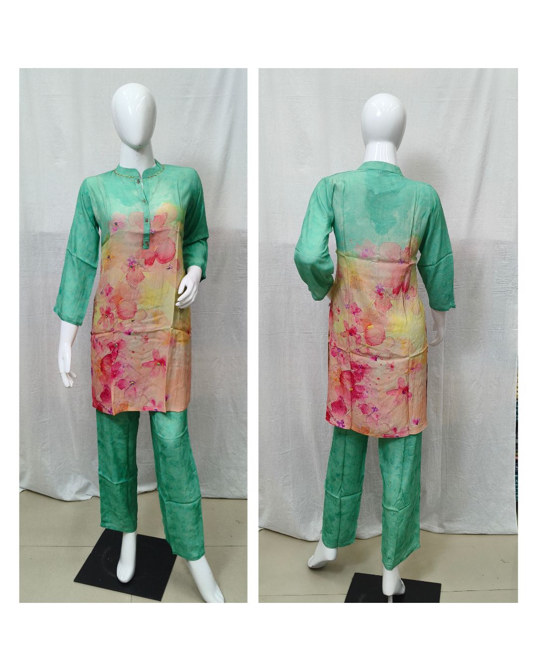 Off White Geometric Printed Flex Linen Kurti