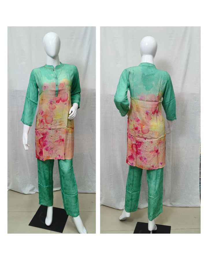 Off White Geometric Printed Flex Linen Kurti