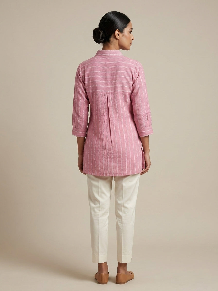 Candy Pink Stripe Linen Tunic.
