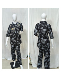 Black Floral Printed Maslin Tunic Co-ord Set 5