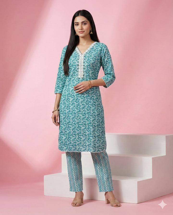 Floral Printed Cotton 2 Pc Set