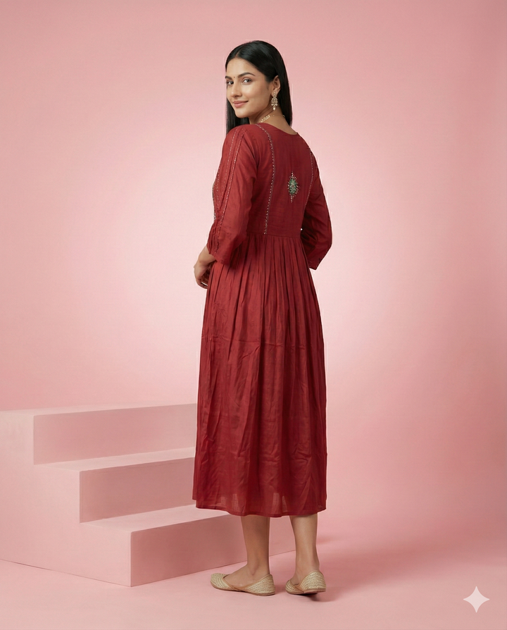 Embroidered Cotton Flair Kurti