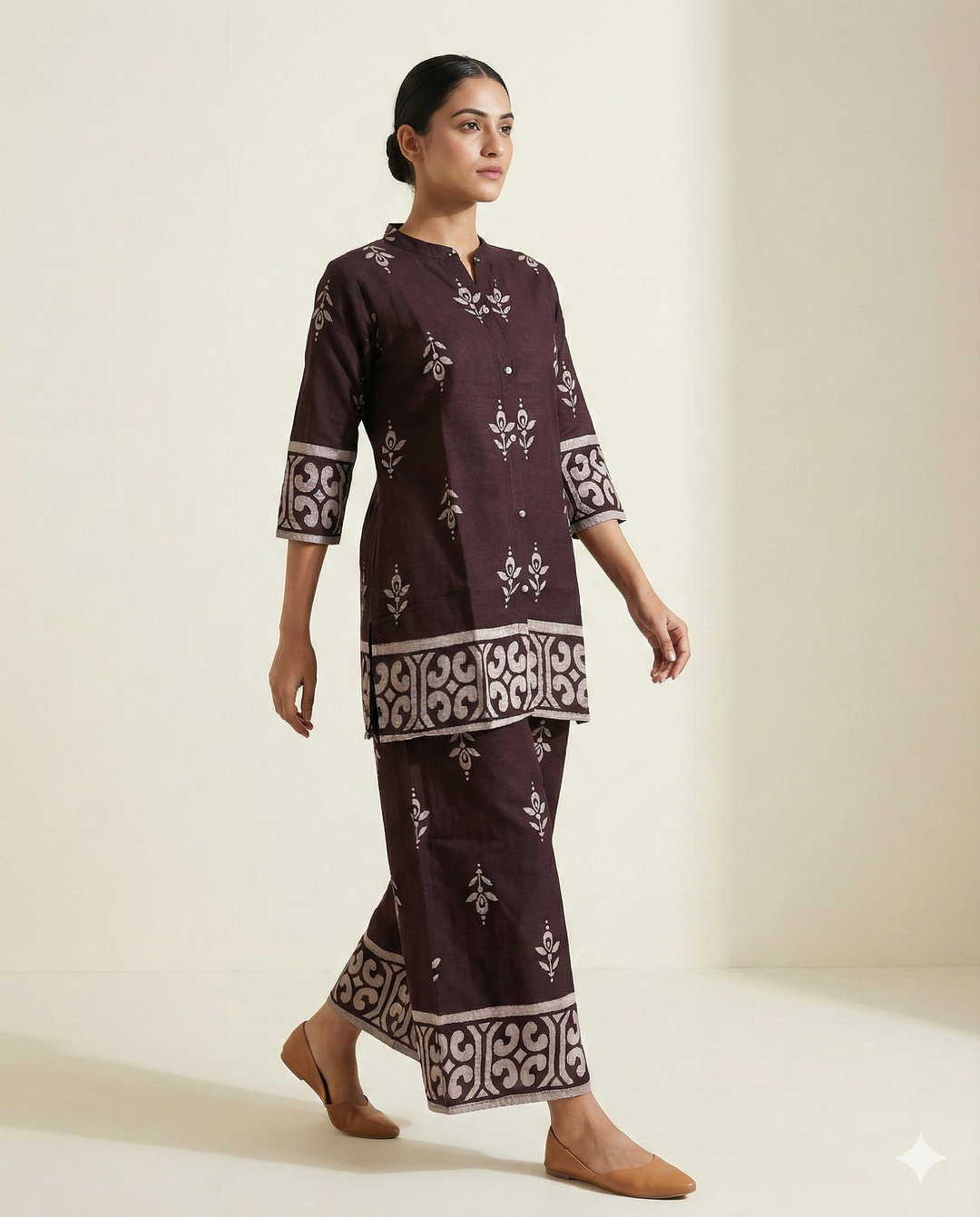 Midnight Wine "Imperial Motif" Rayon 2-Piece Co-ord Set