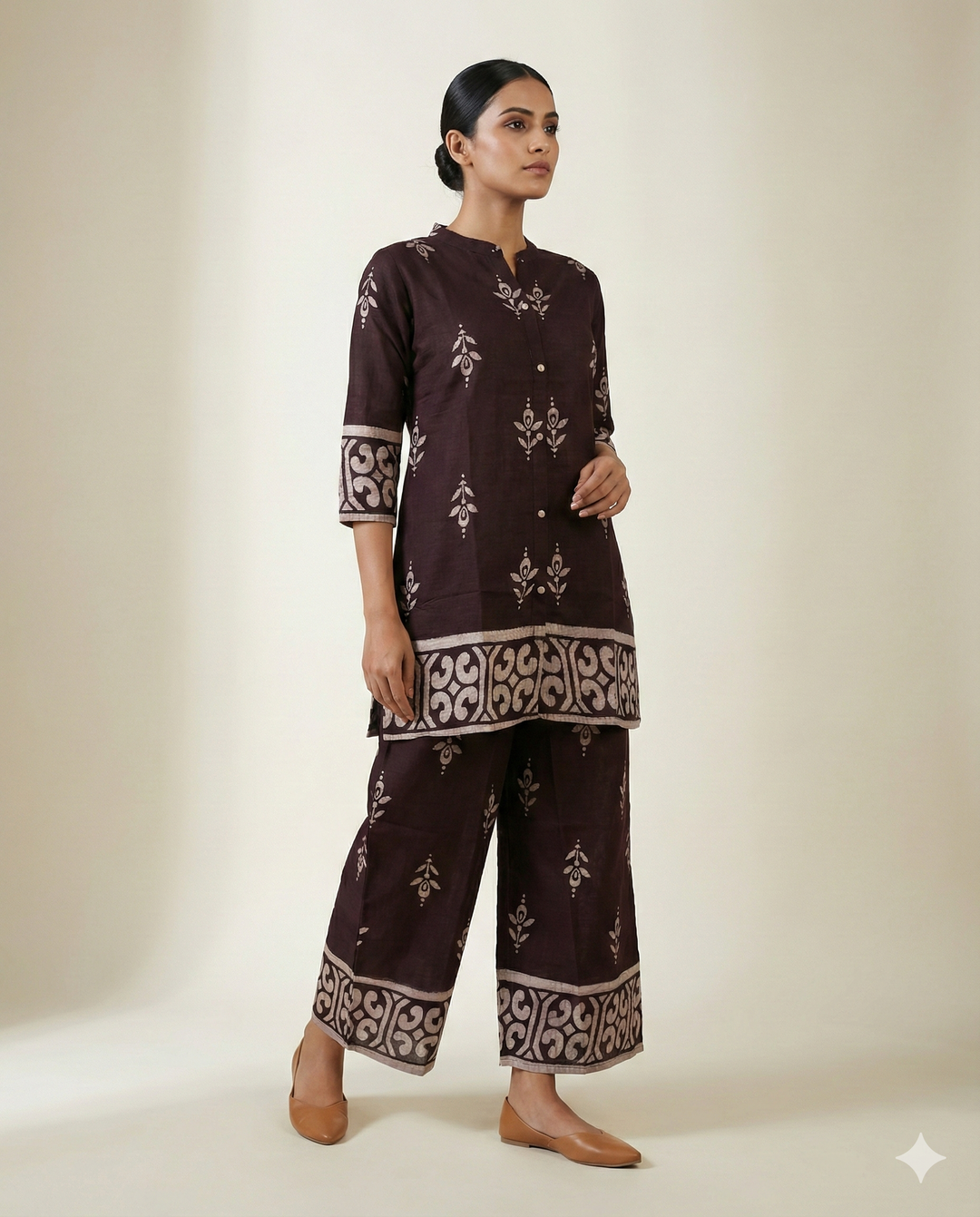 Midnight Wine "Imperial Motif" Rayon 2-Piece Co-ord Set