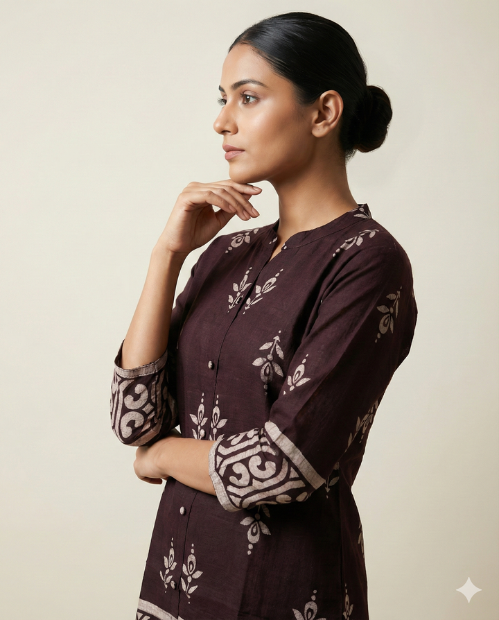 Midnight Wine "Imperial Motif" Rayon 2-Piece Co-ord Set