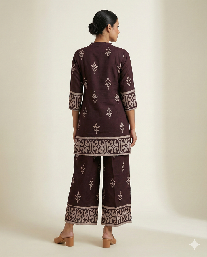 Midnight Wine "Imperial Motif" Rayon 2-Piece Co-ord Set