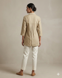 Desert Moss Batik-Mosaic Linen Short Kurti Shirt 4