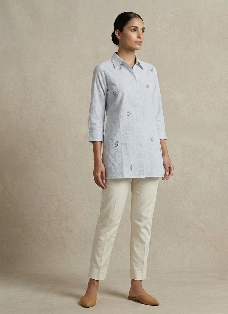 Olive "Ikat Medallion" Rayon Short Kurti Shirt