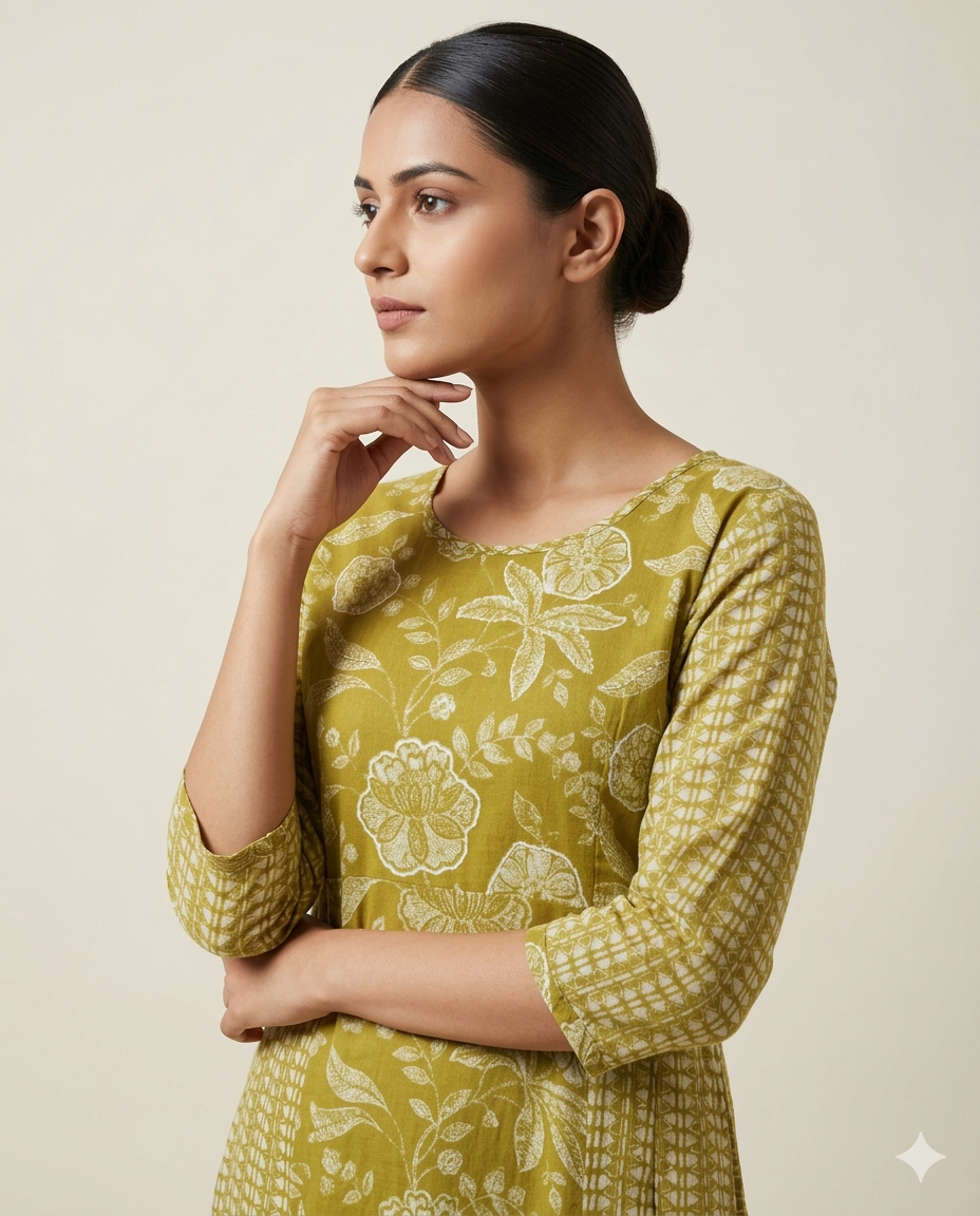 Olive "Meadow Bloom" Floral Print Tiered Muslin Midi Dress