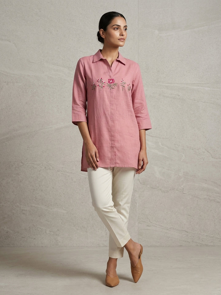 Blush Rose Embroidered Tunic