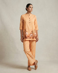 Apricot Floral Placement Print Cotton Co-Ord Set 1