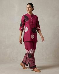 Magenta Bold Floral Printed Cotton Co-Ord Set 3