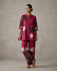 Magenta Bold Floral Printed Cotton Co-Ord Set 1