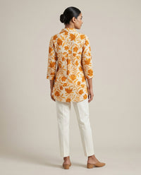 Dusty orange Leaf Print Collared Tunic 4