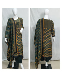 Bottle-green-gold-printed-crape-3pc-set 6