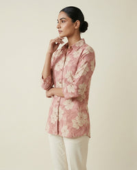 Elegant Dusty Rose Floral Shirt Tunic 1
