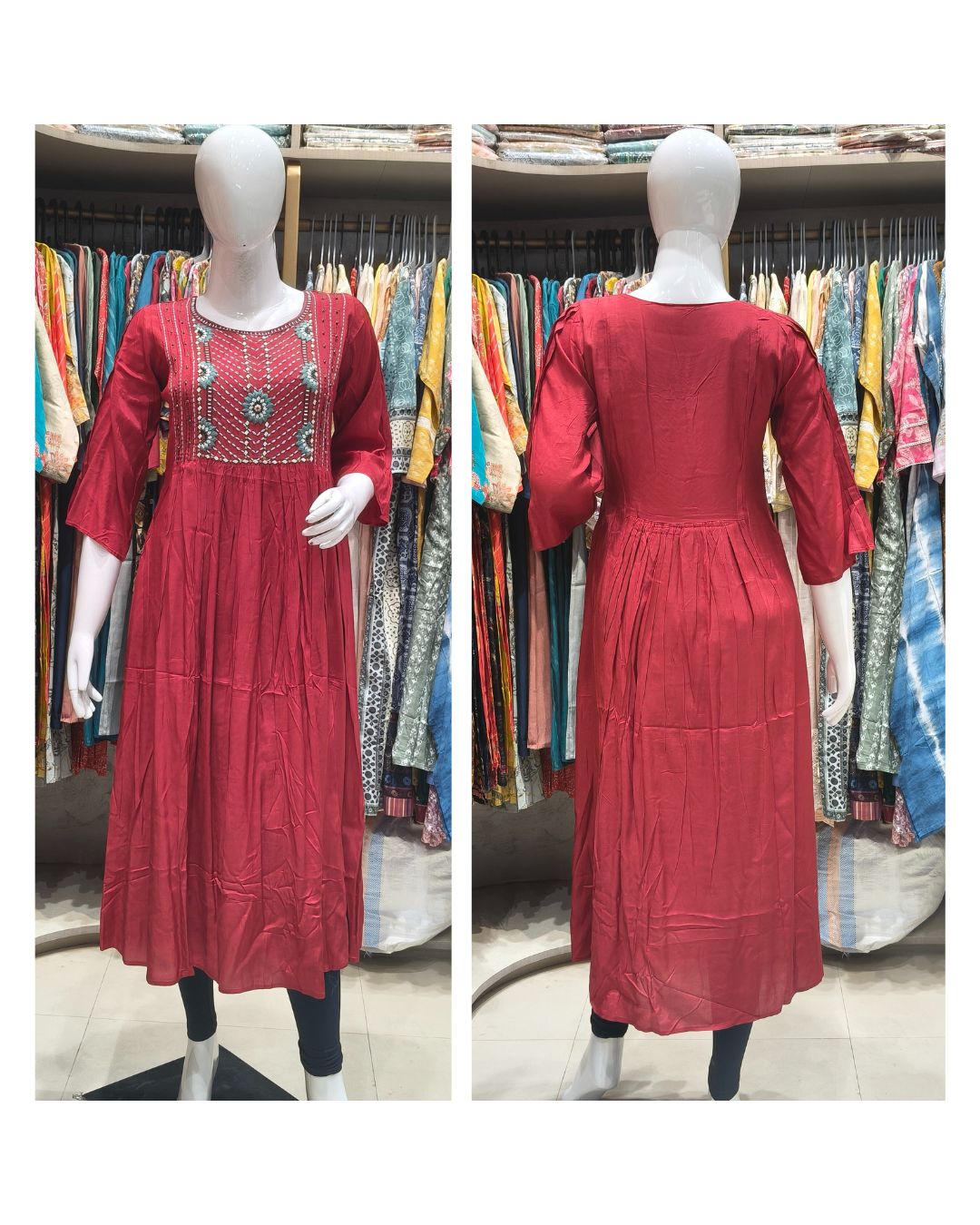 Embroidered Cotton Flair Kurti