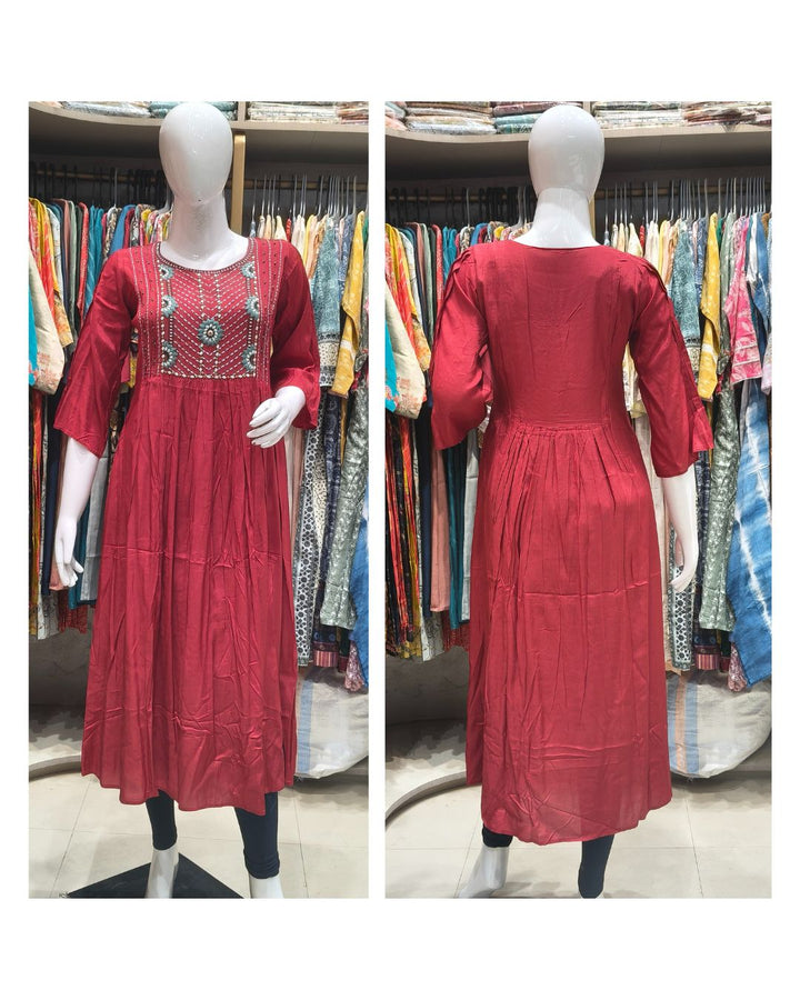 Embroidered Cotton Flair Kurti
