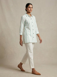Mint Sage Striped Linen Tunic. 2