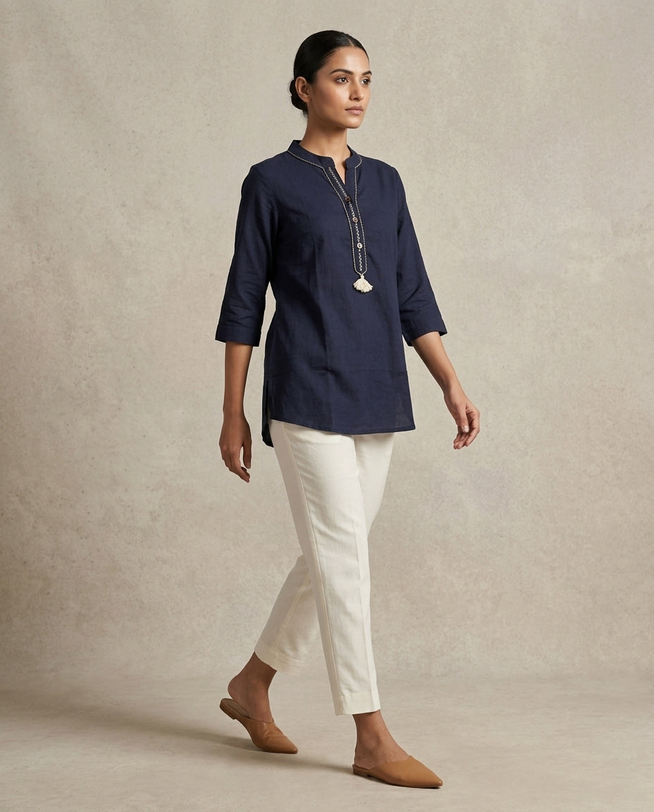 "Lace Whisper" Lace Embroidered Cotton Tunic
