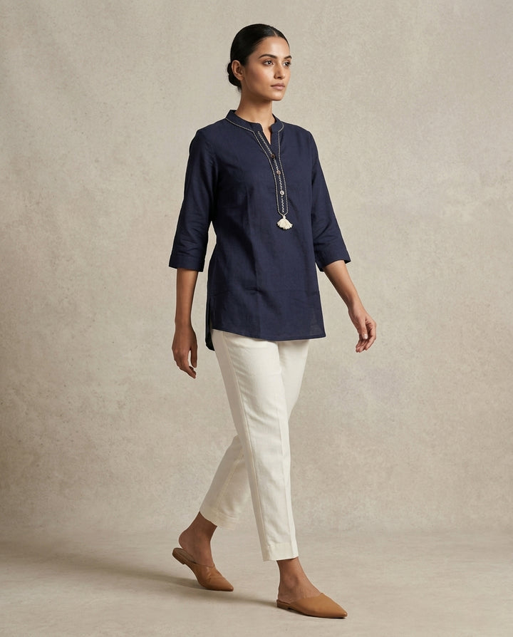"Lace Whisper" Lace Embroidered Cotton Tunic
