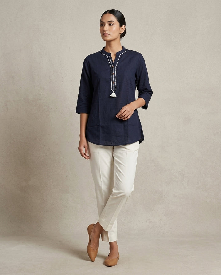 "Lace Whisper" Lace Embroidered Cotton Tunic