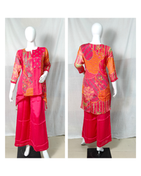 Rani Pink Abstract Printed Chinnon 2-Piece Cord set 3