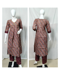 Onion Pink Geometric Printed Modal Chanderi Kurti 6