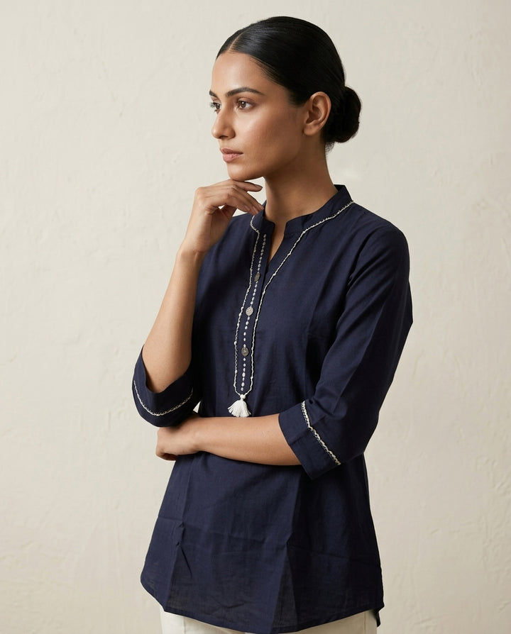 "Lace Whisper" Lace Embroidered Cotton Tunic