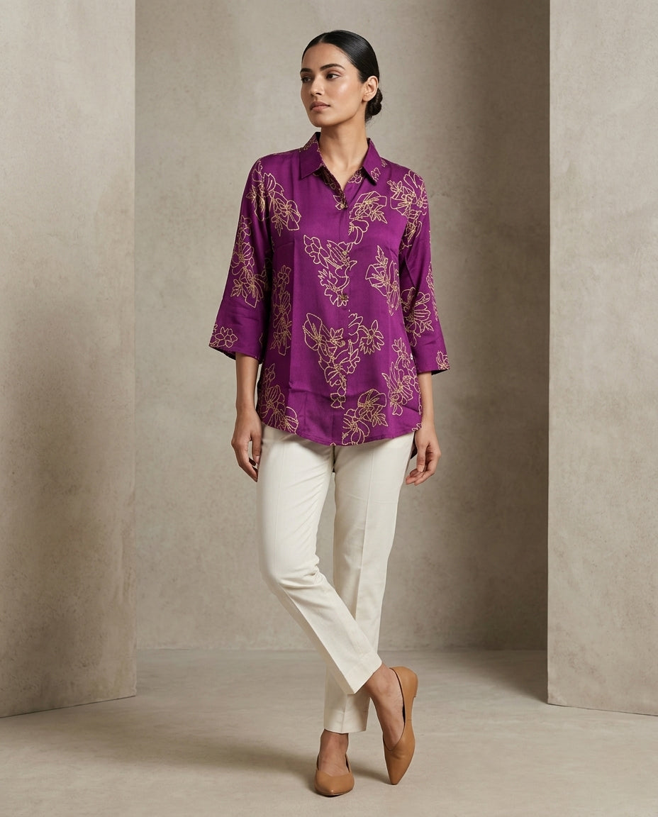 Amethyst Botanical Gilded Shirt