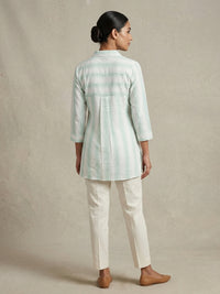 Mint Sage Striped Linen Tunic. 4