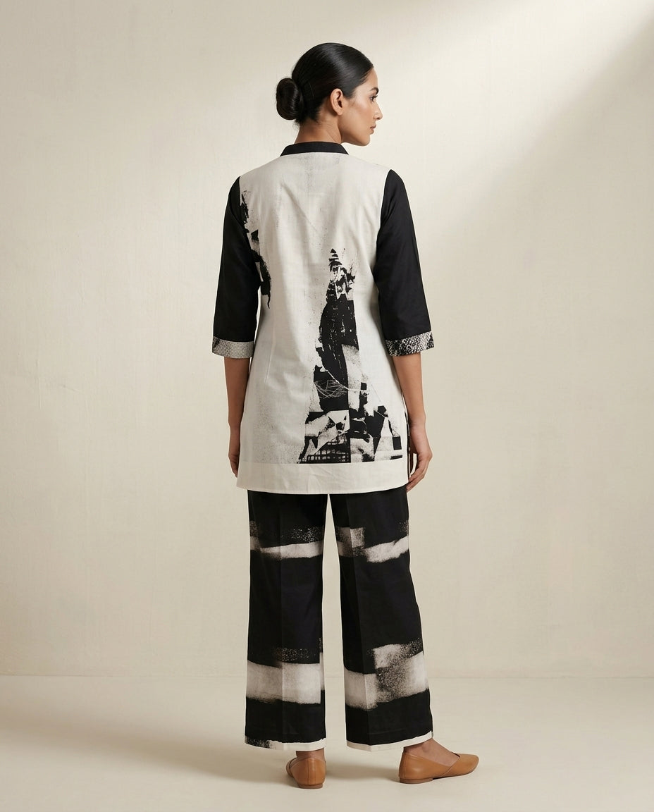 Monochromatic Abstract Print Cotton Co-Ord Set