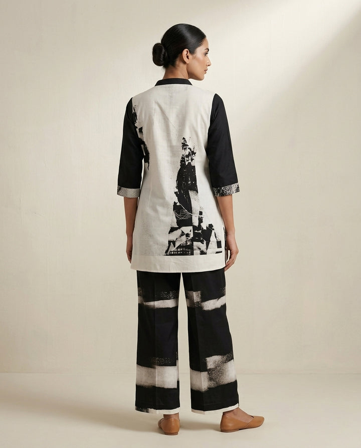 Monochromatic Abstract Print Cotton Co-Ord Set