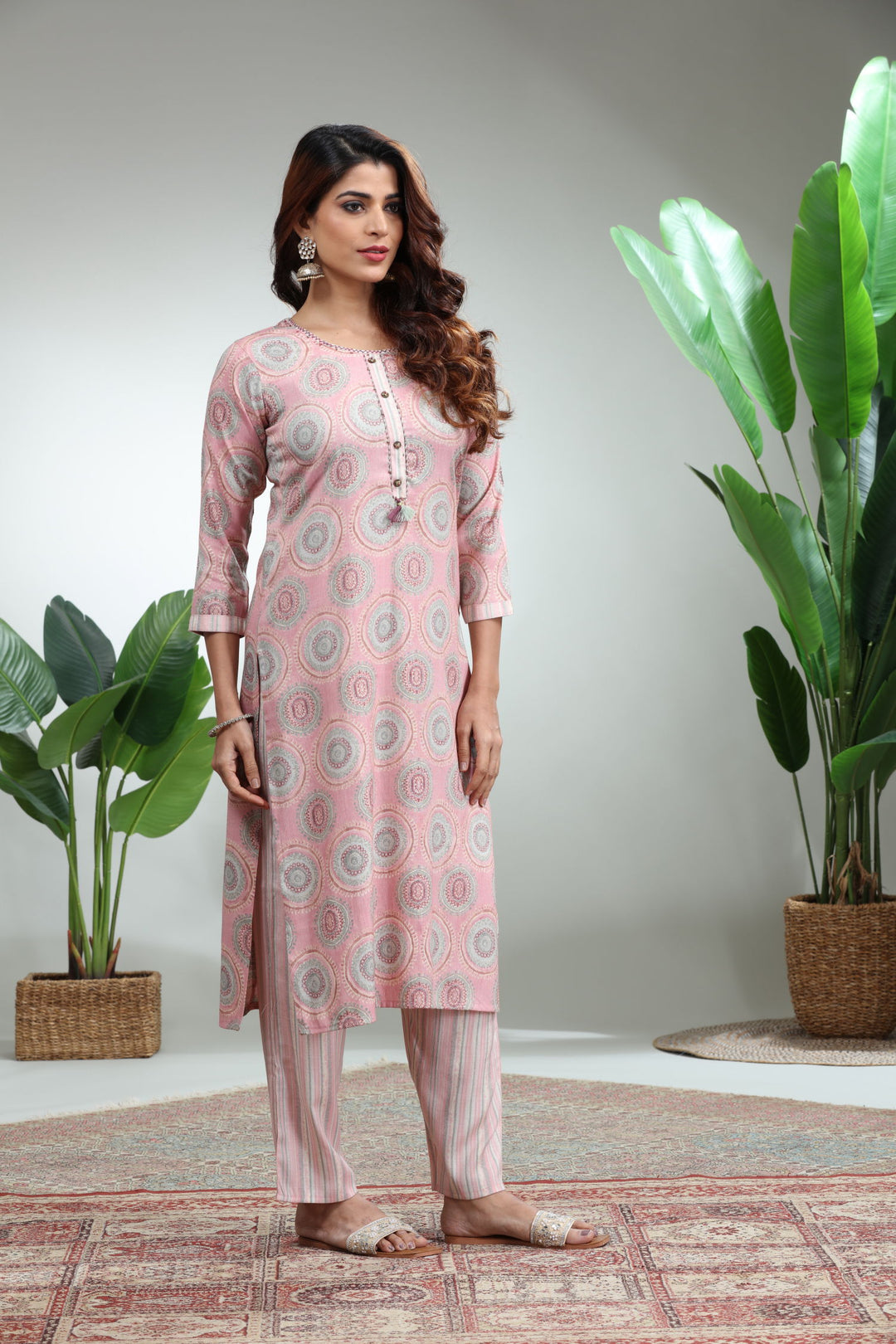 Onion Pink Kurti With Pant,GO-751