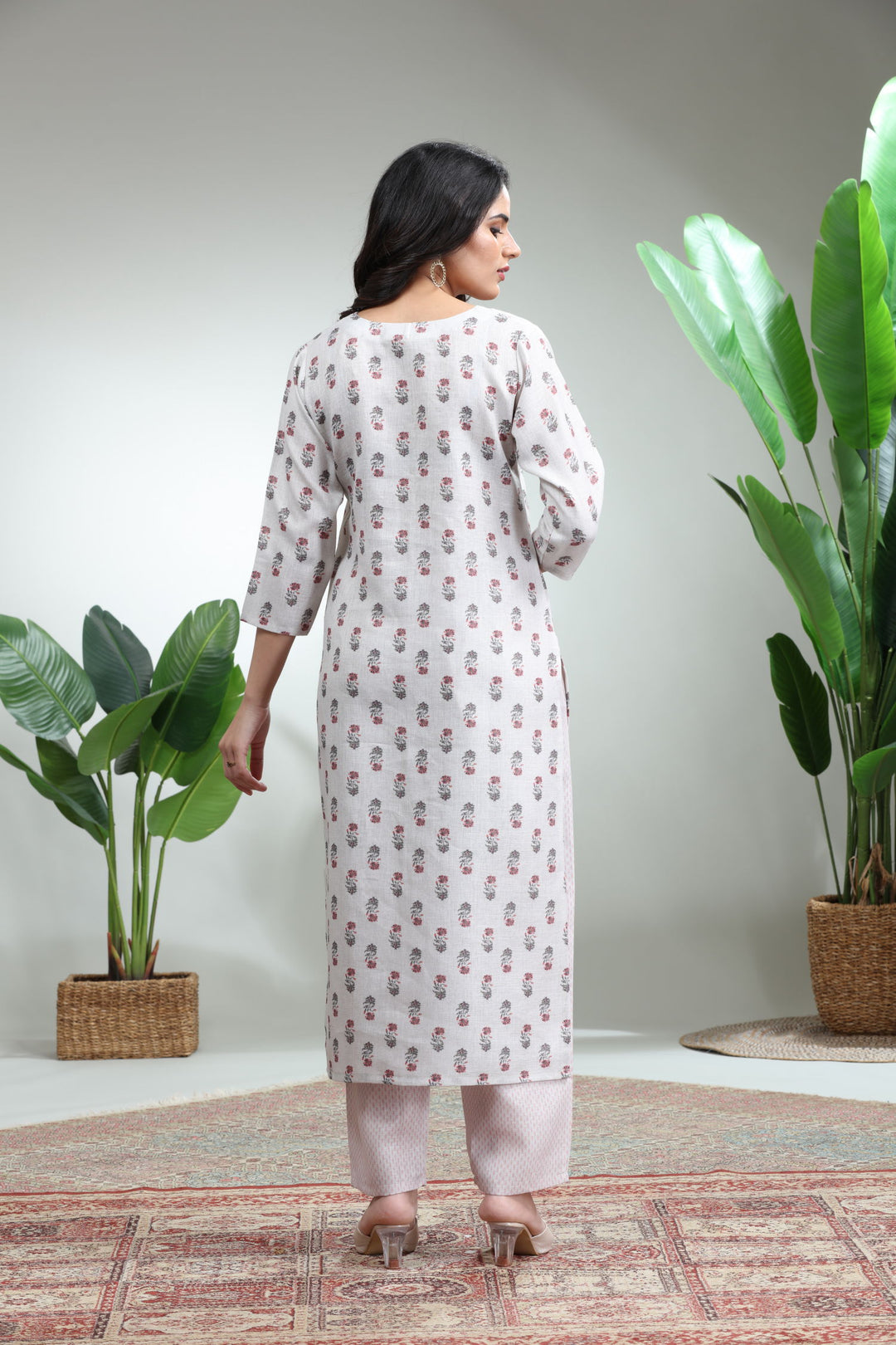 Off White Kurti With Pant,GO-754