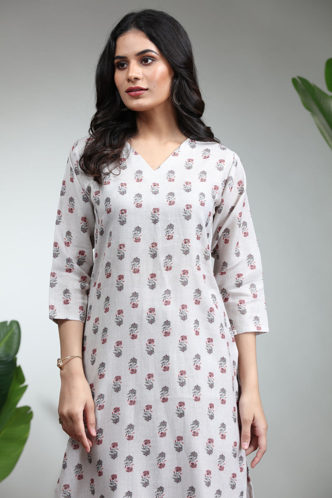 Off White Kurti With Pant,GO-754