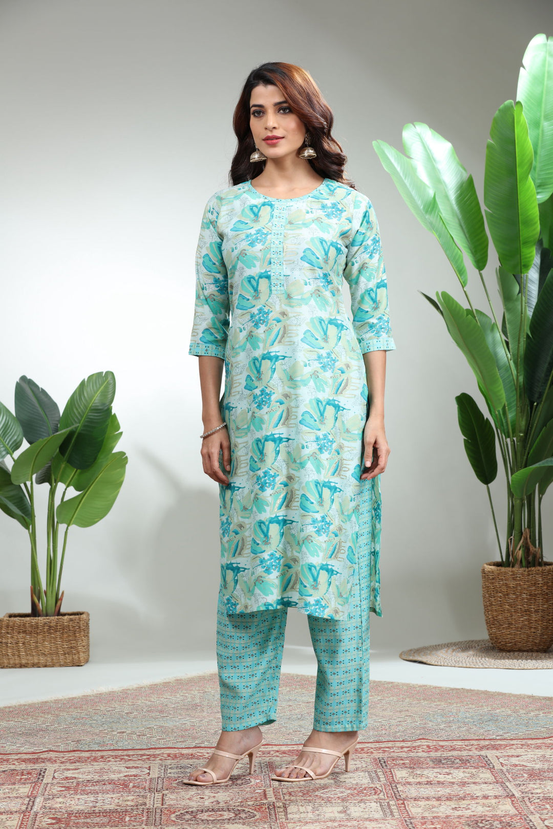 Blue Kurti With Pant,GO-757