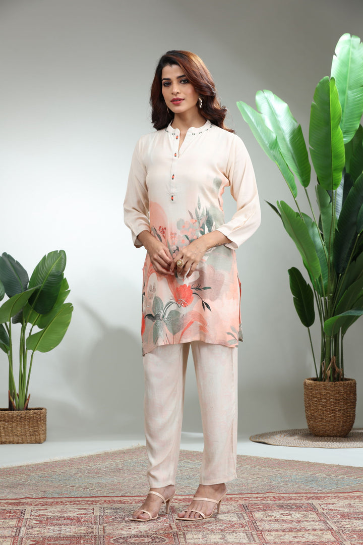 CREAM Printed Co- Ords,GO-759