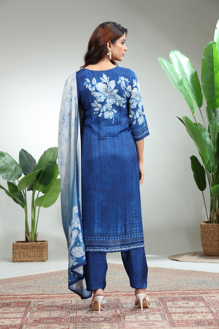 BLUE 3 PIECE SUIT SET WITH DUPATTA,GO-760
