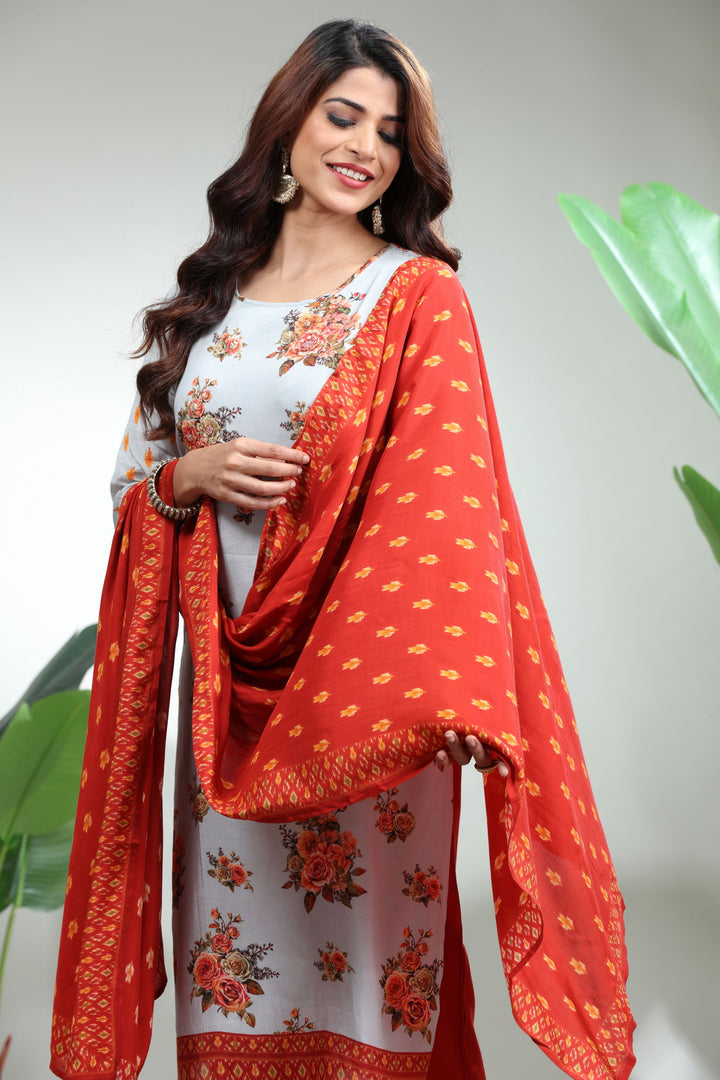 GREY 3 PIECE SUIT SET WITH DUPATTA,GO-770