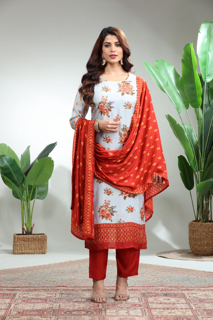 GREY 3 PIECE SUIT SET WITH DUPATTA,GO-770