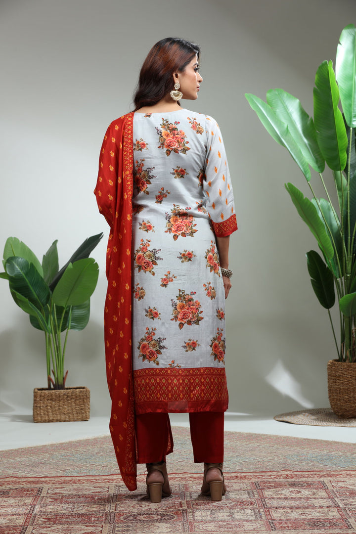 GREY 3 PIECE SUIT SET WITH DUPATTA,GO-770