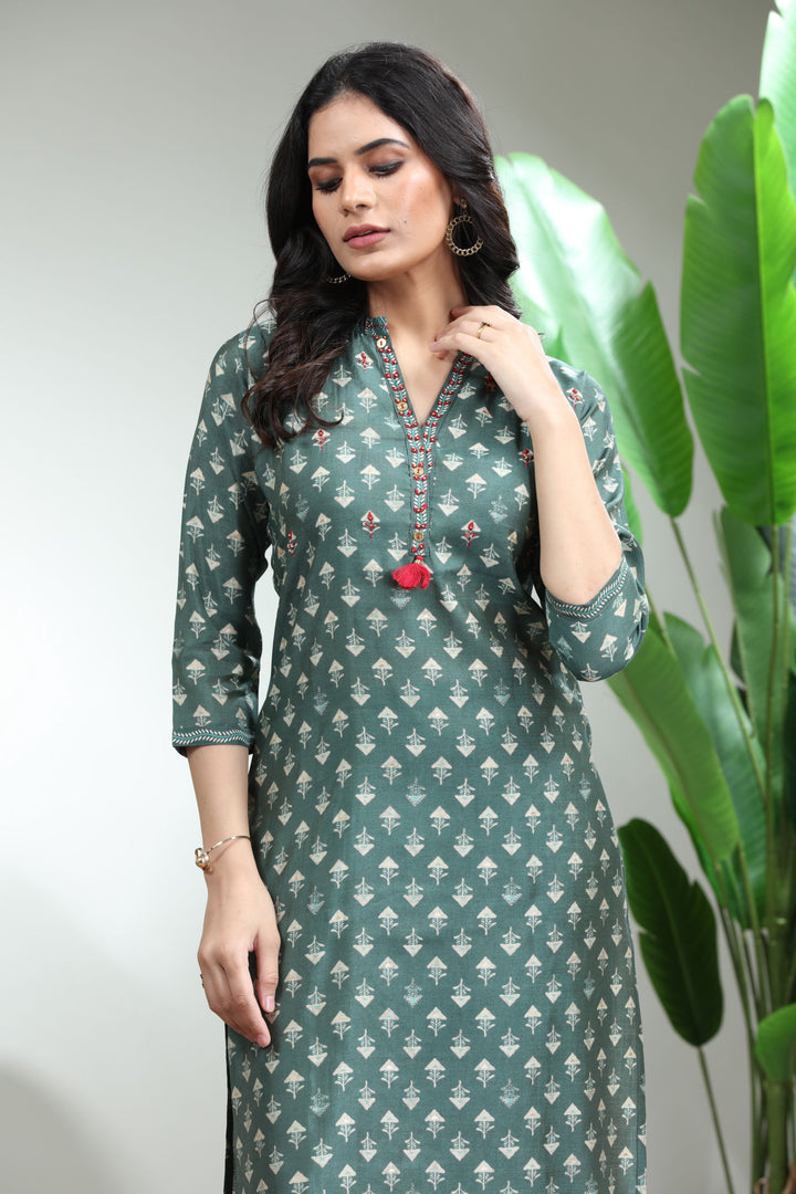 Green Kurti With Pant,GO-772