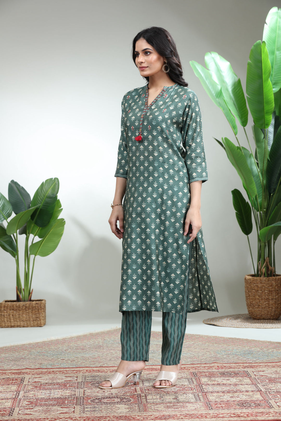 Green Kurti With Pant,GO-772