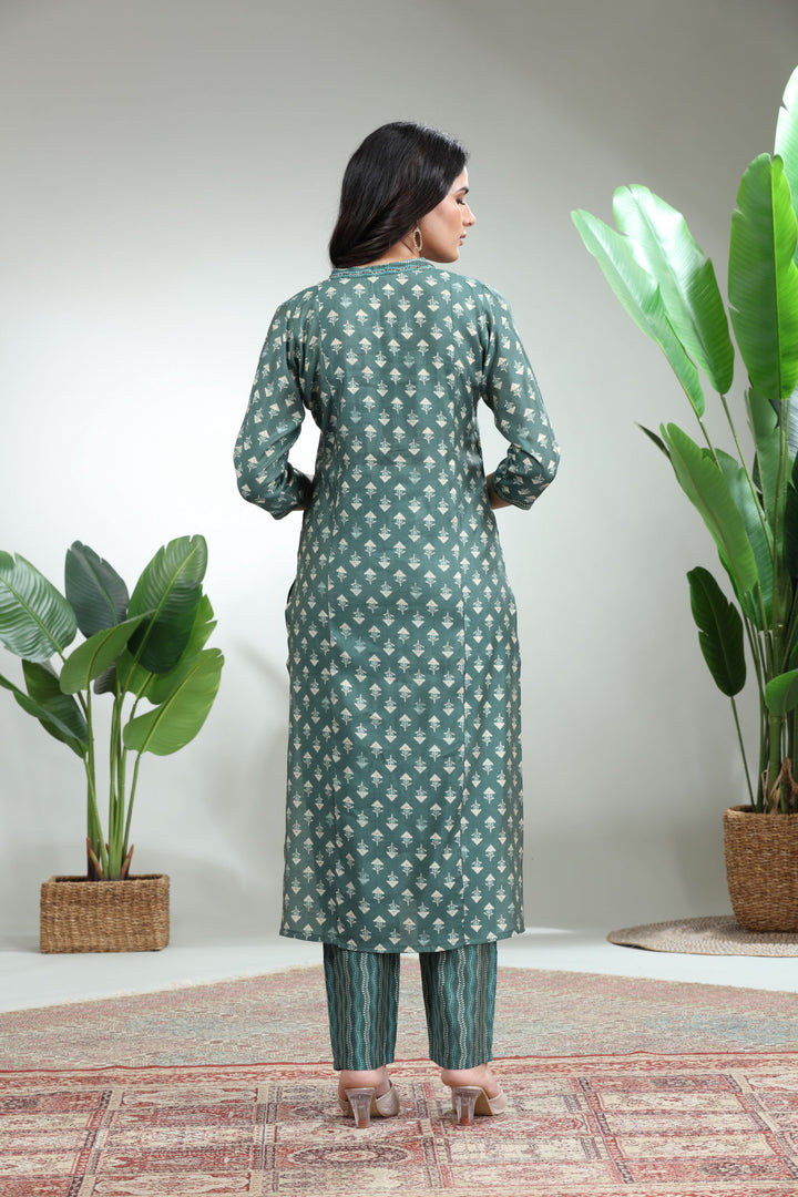 Green Kurti With Pant,GO-772